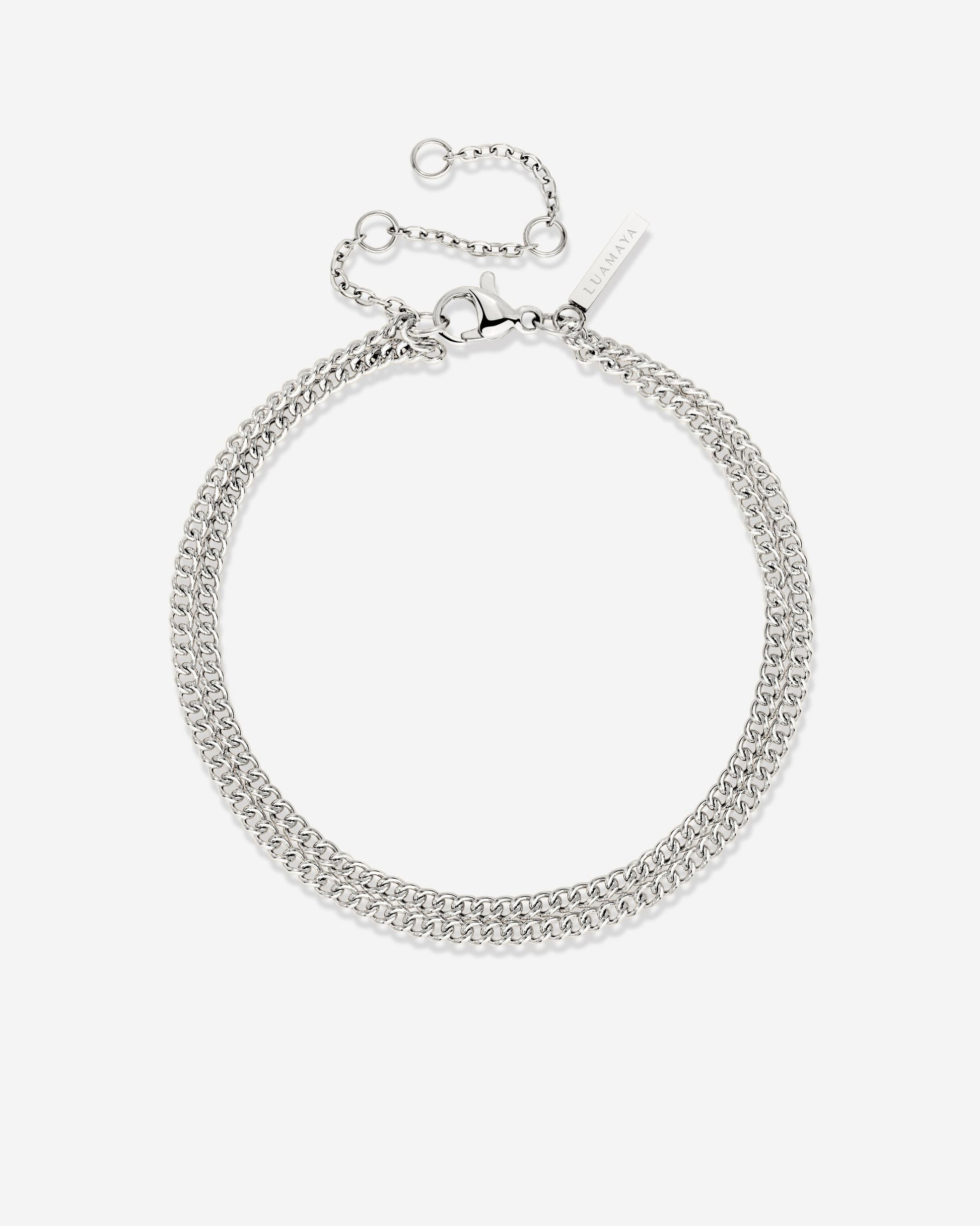 Curb Chain Double Bracelet Silver