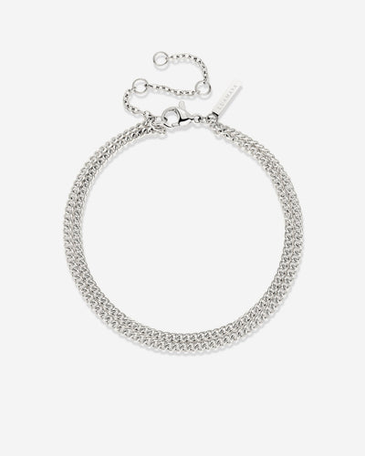 Curb Chain Double Bracelet Silver