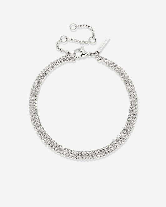 Curb Chain Double Bracelet Silver