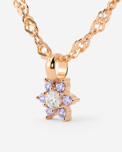 Sparkling Purple Petal Necklace Rose Gold