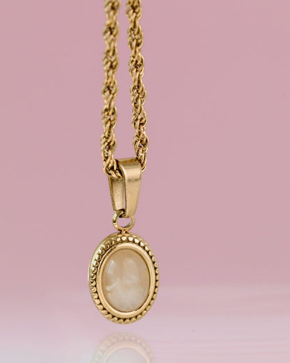 Blush Quartz Necklace Rose Gold