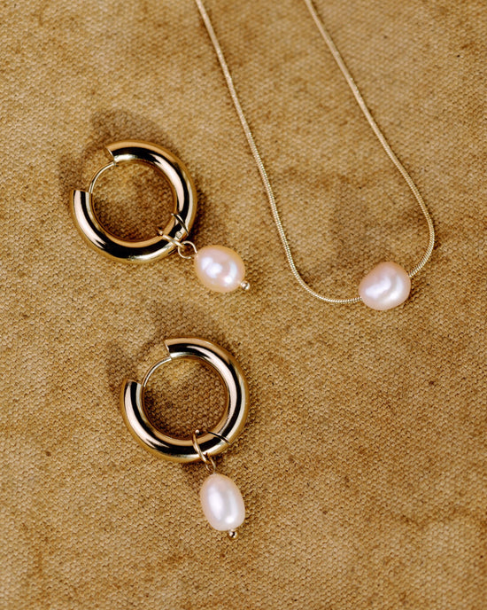 Chunky Perla Rosa Hoop Set Medium Rose Gold