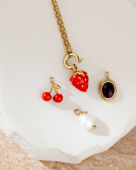 Strawberry Classic Chain Necklace Set Silver