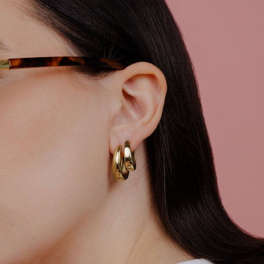 Seeker Hoop Bundle Stud Earrings Gold