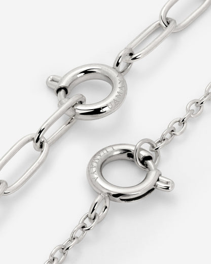 Classic Chain Charm Necklace Silver