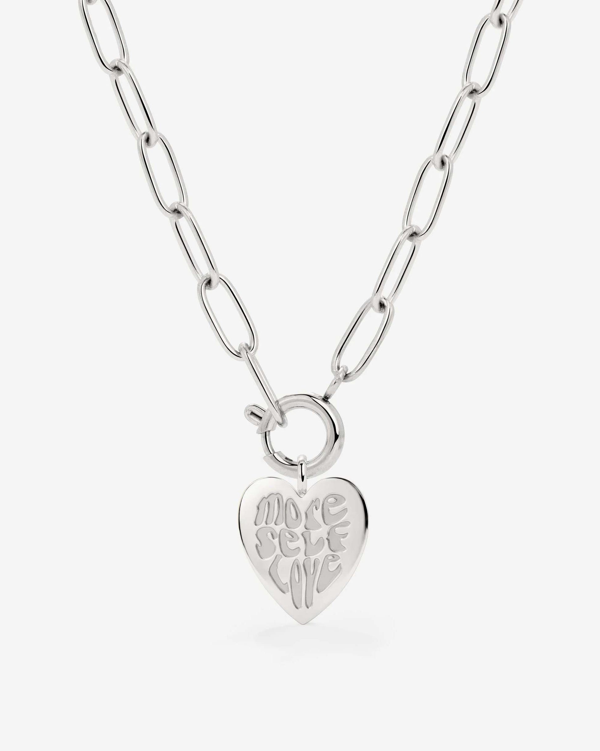 More Self-Love Oval Links Necklace Set Silver