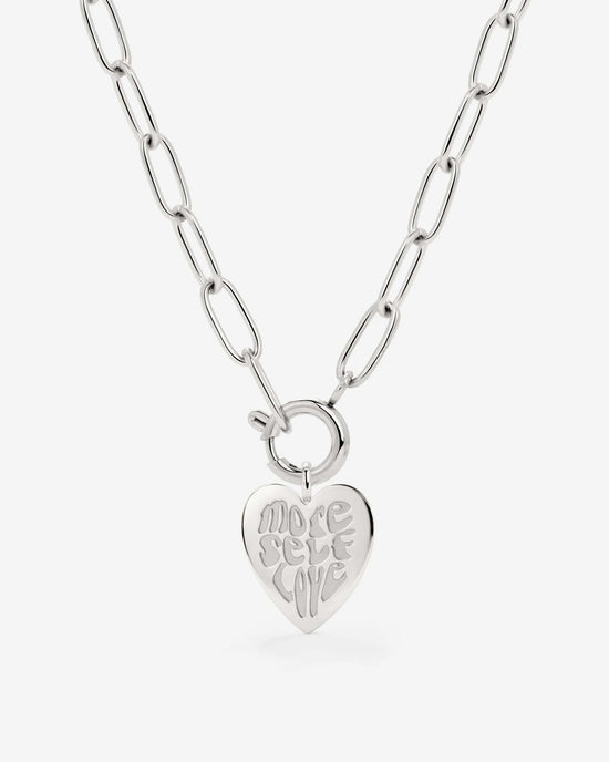 More Self-Love Oval Links Necklace Set Silver