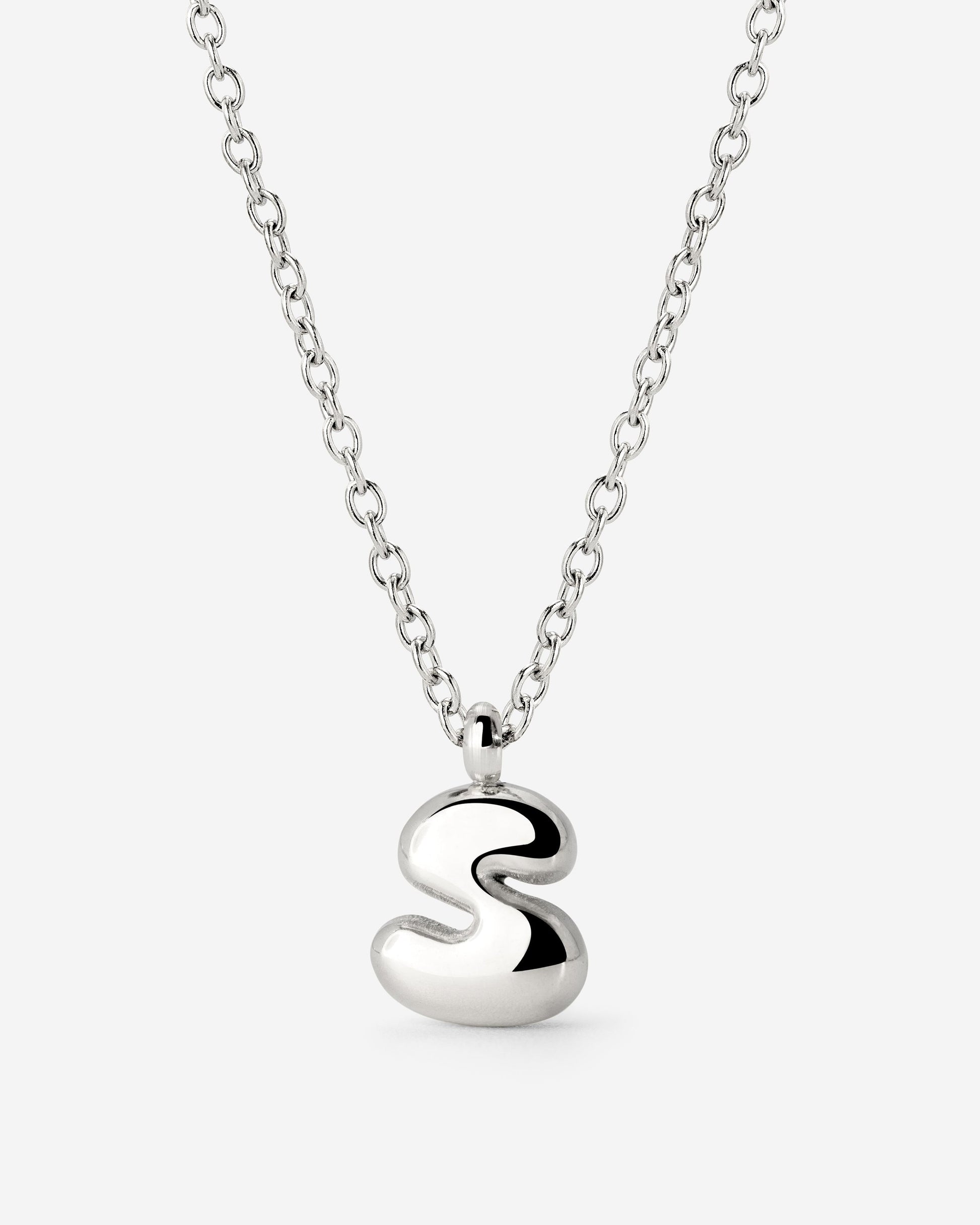 Bubble Letter Necklace Silver