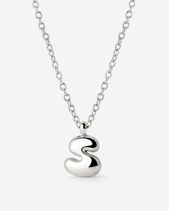 Bubble Letter Necklace Silver