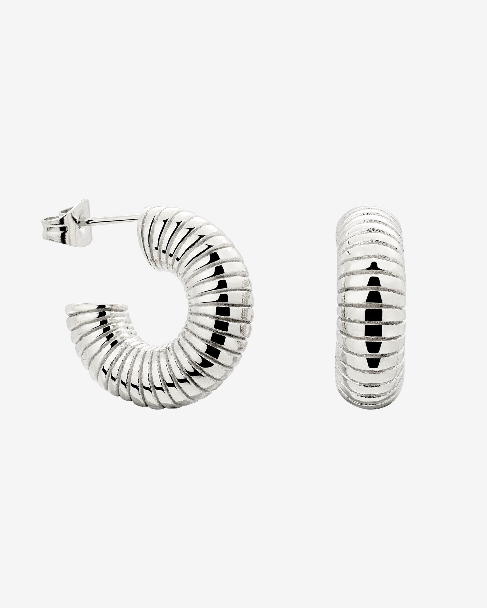 Spiral of Love Hoop Studs Small Silver