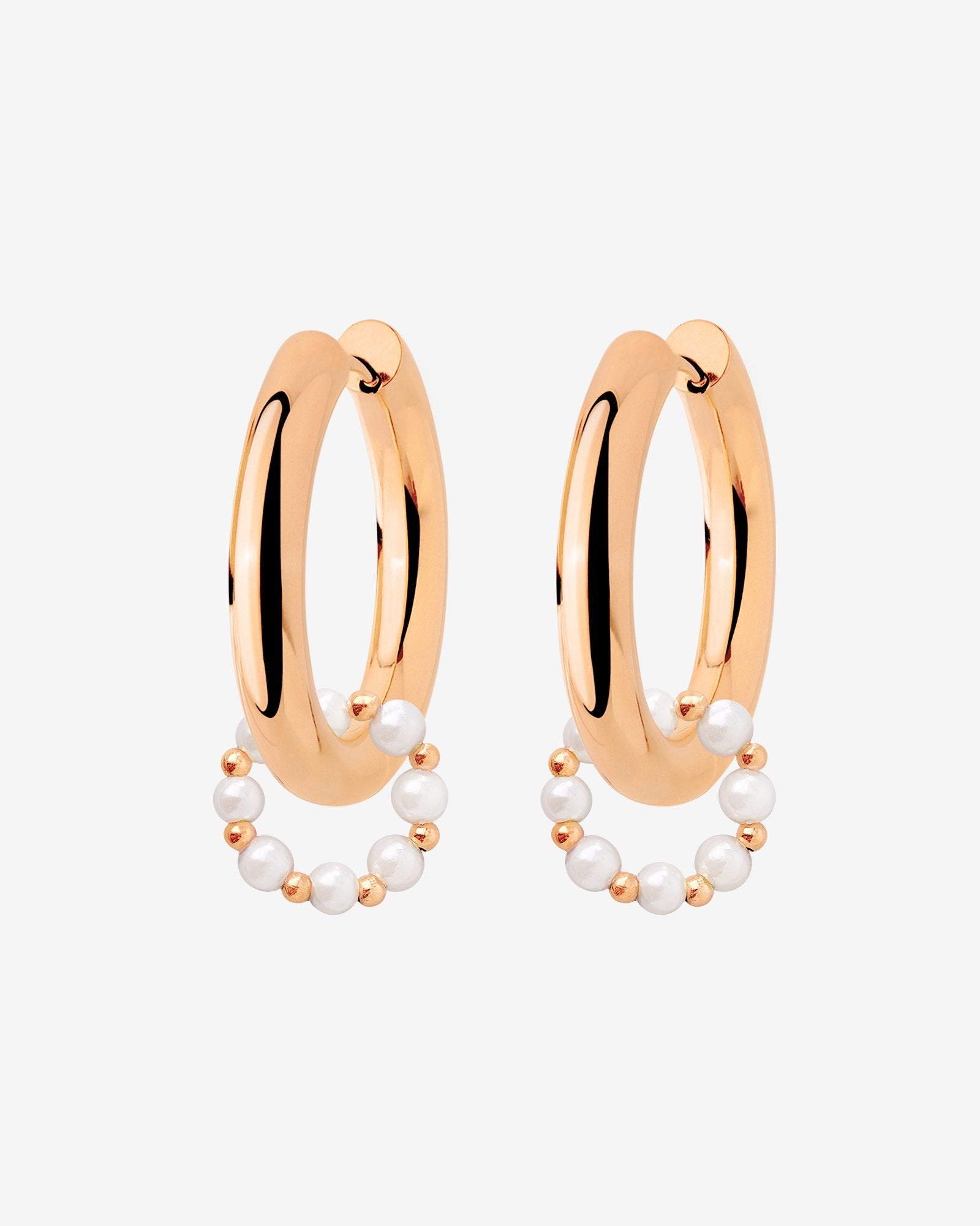 Chunky Pearl 'n' Beads Hoop Set Medium Rose Gold