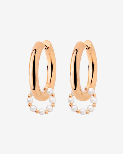 Chunky Pearl 'n' Beads Hoop Set Medium Rose Gold