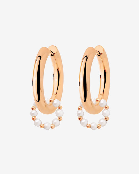 Chunky Pearl 'n' Beads Hoop Set Medium Rose Gold