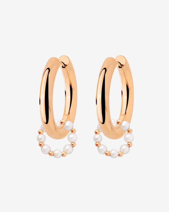 Chunky Pearl 'n' Beads Hoop Set Medium Rose Gold