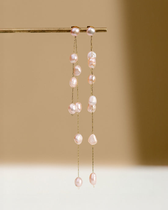 Blush Pearl Fall Earrings Silver
