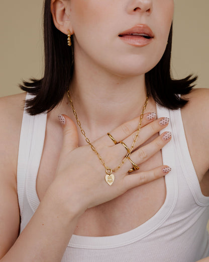 Girl Power Oval Links Necklace Set gold