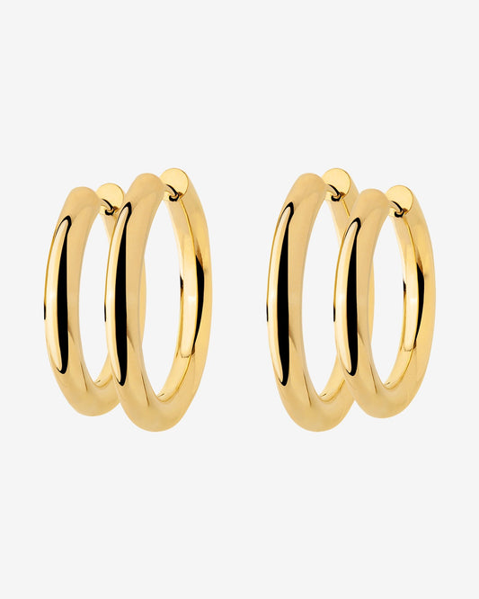 Chunky Lover Hoop Set Medium Gold