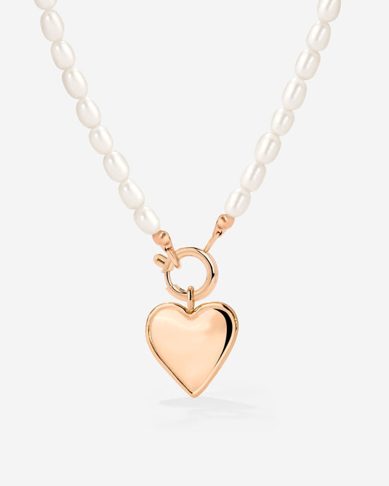 Heartie Pearly Necklace Set Rose Gold