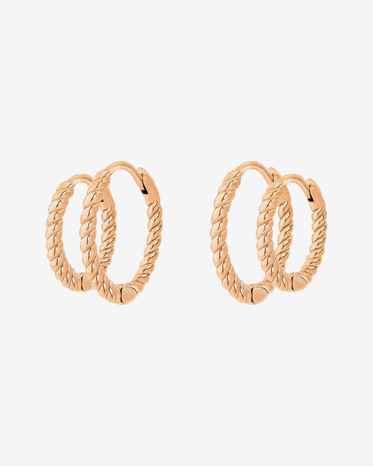Twisted Hoop Set Small Rose Gold