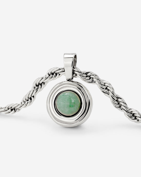 Olive Glow Necklace Silver