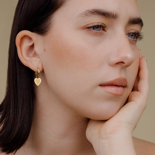 More Self-Love Hoop Set Small Stud Earrings Gold