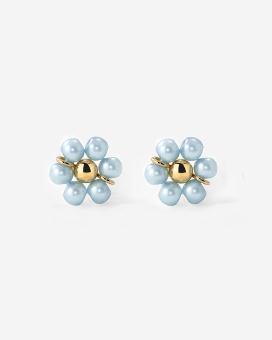 Forever Blue Daisy Studs Gold