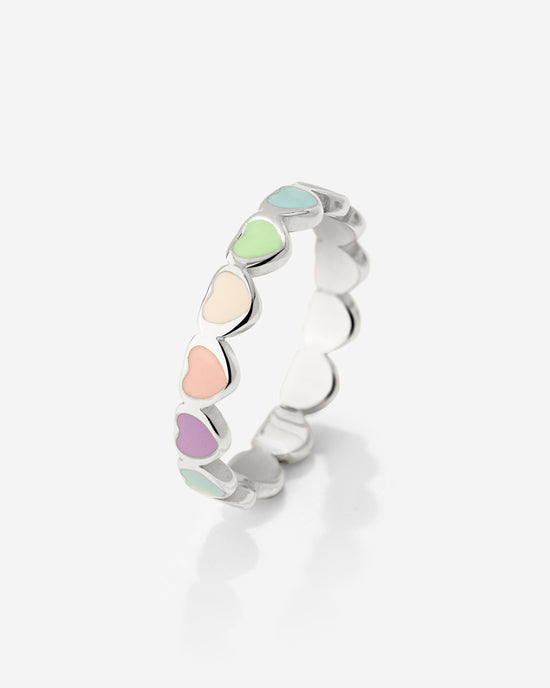 Pastel Hearts Ring Silver