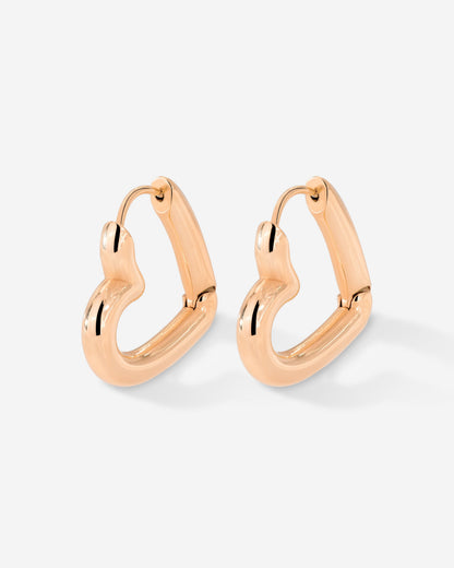 Phat Heart Hoops Large Rose Gold