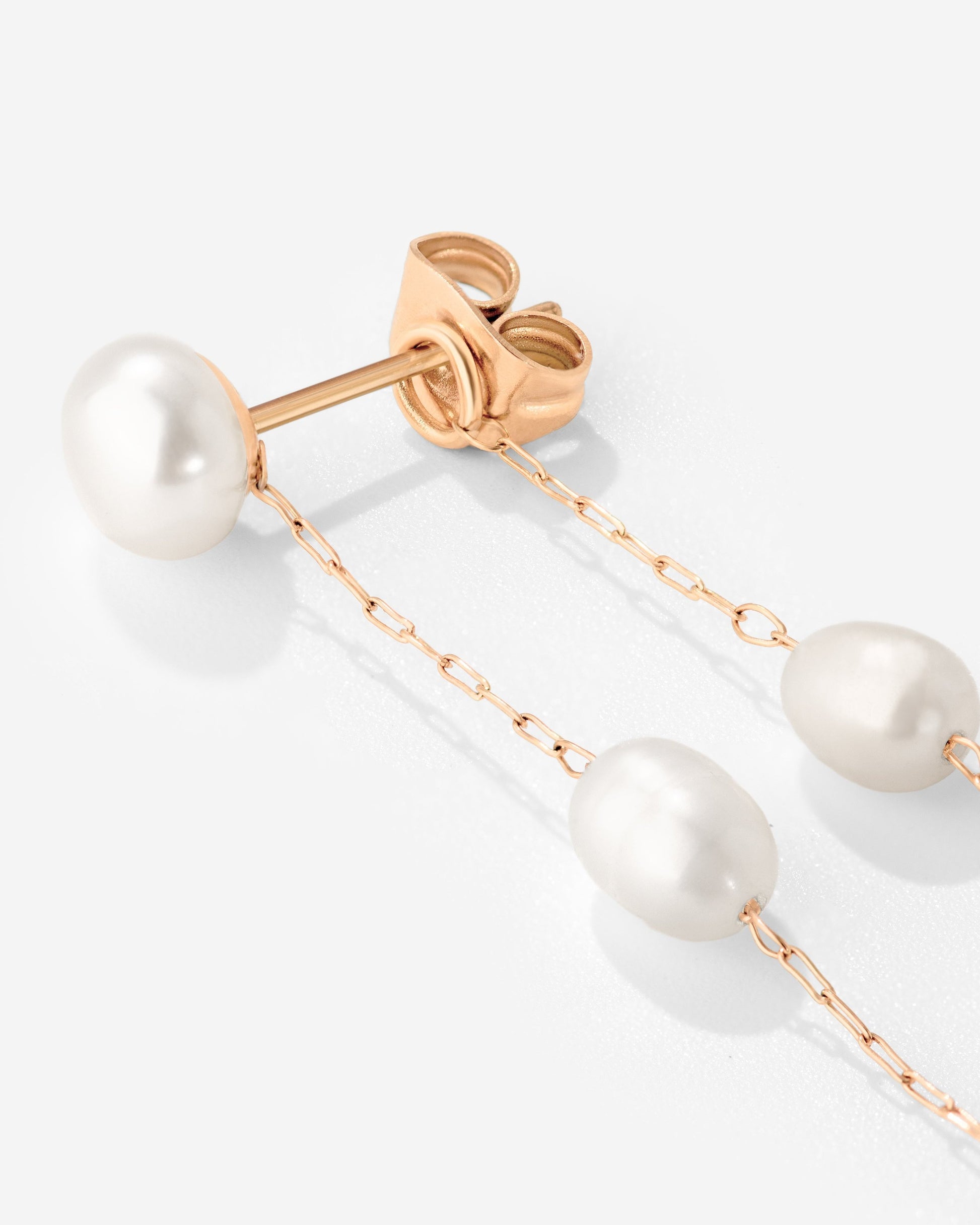 Jules Unique Pearl Fall Studs Rose Gold