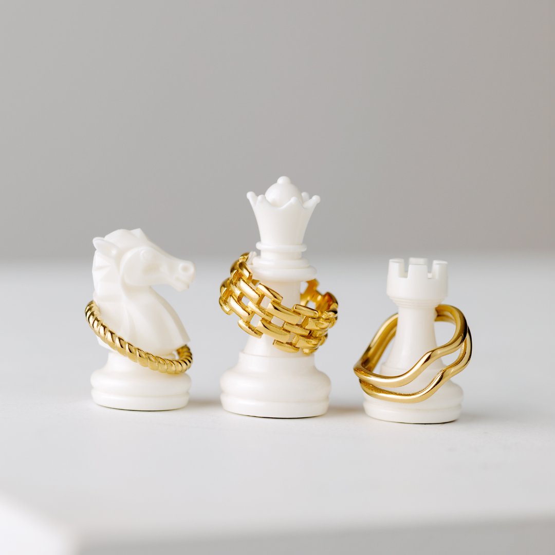 Double Wave Ring Stud Earrings Gold
