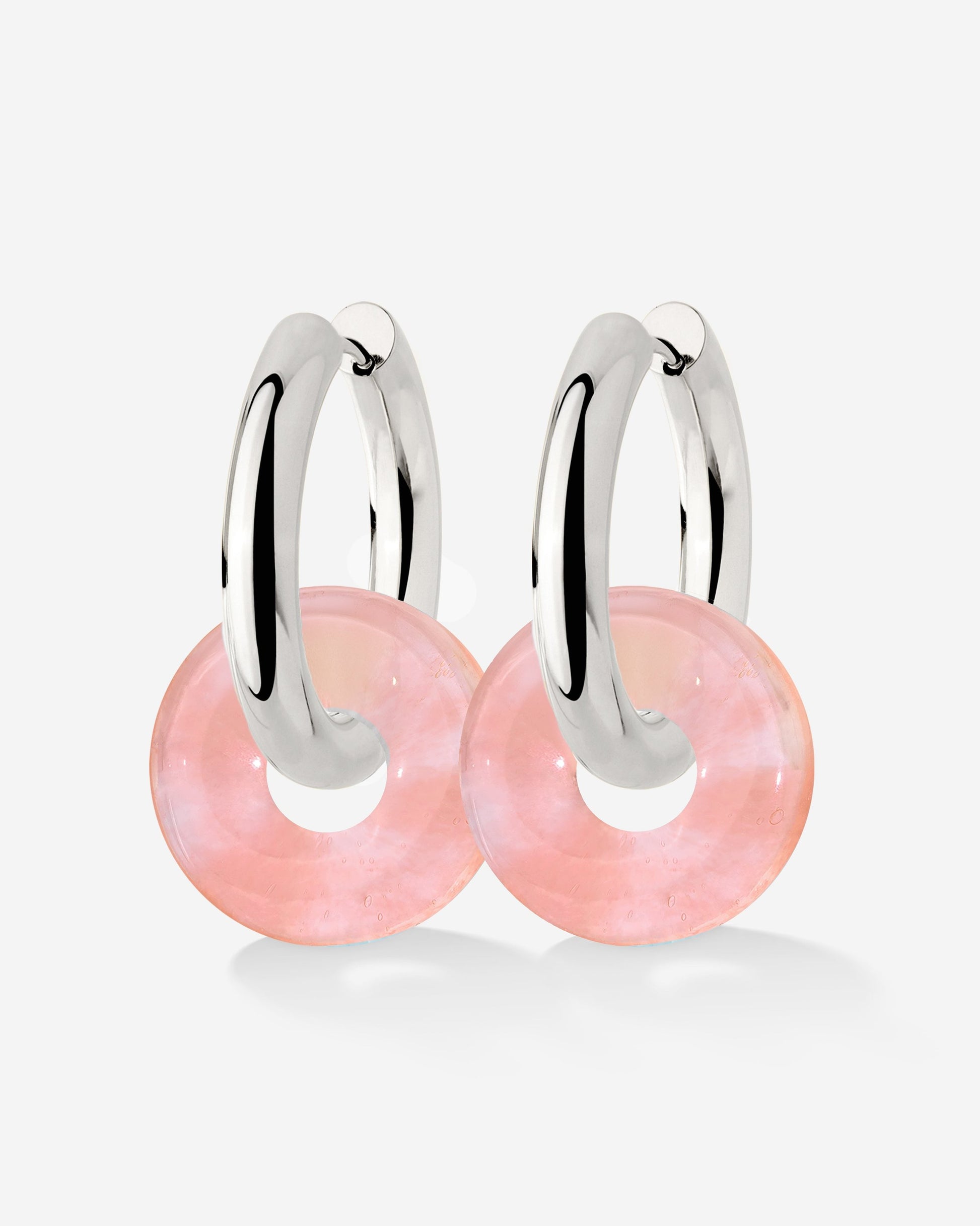 Chunky Peachy Donut Hoop Set Medium Silver
