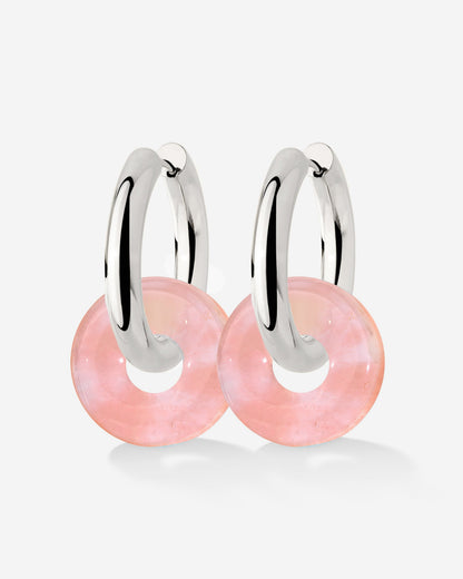 Chunky Peachy Donut Hoop Set Medium Silver