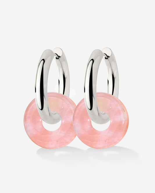 Chunky Peachy Donut Hoop Set Medium Silver