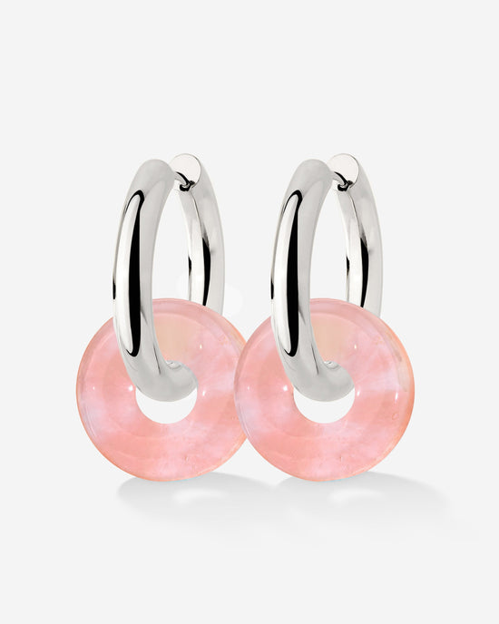 Chunky Peachy Donut Hoop Set Medium Silver