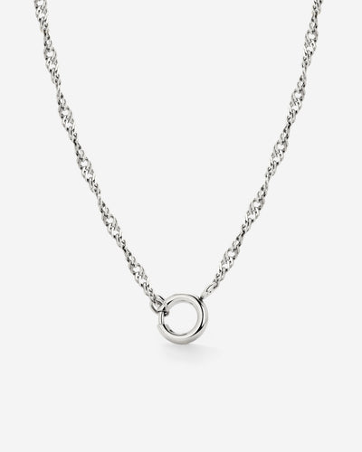 Singapore Chain Charm Necklace Silver