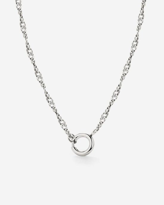 Singapore Chain Charm Necklace Silver