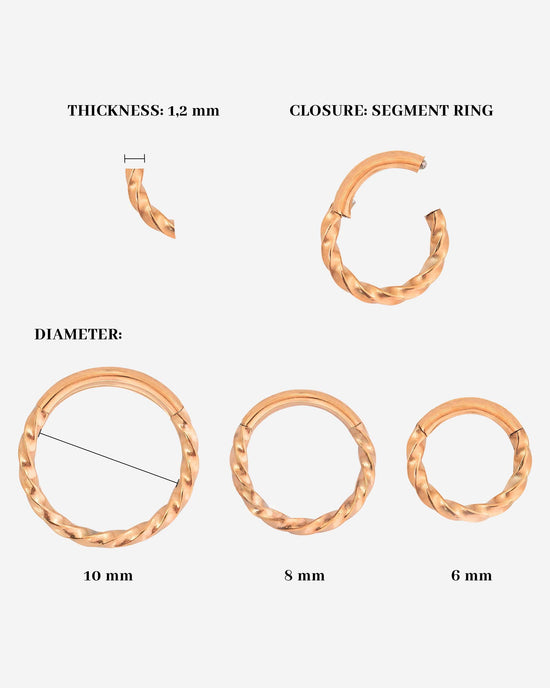 Twisted Click Piercing Ring Rose Gold
