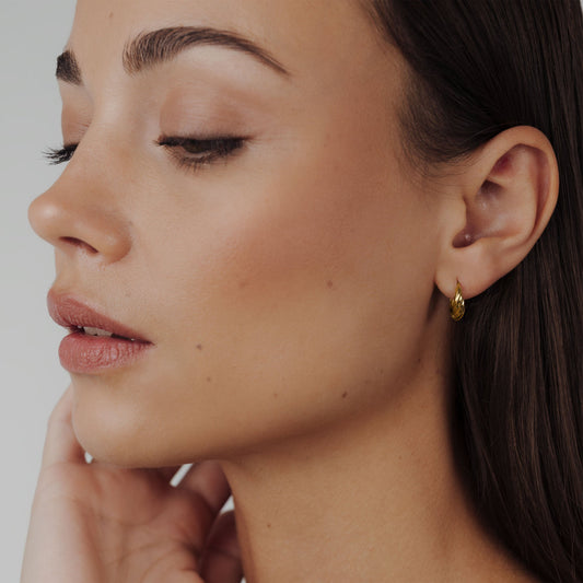 Mini Twist Hoops Stud Earrings Gold