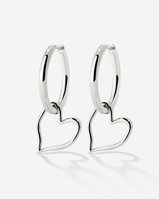 Melting Heart Hoop Set Medium Silver