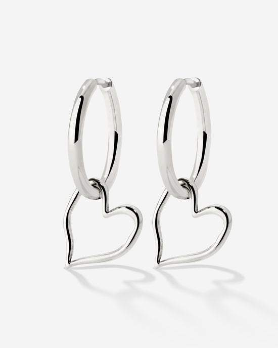 Melting Heart Hoop Set Medium Silver