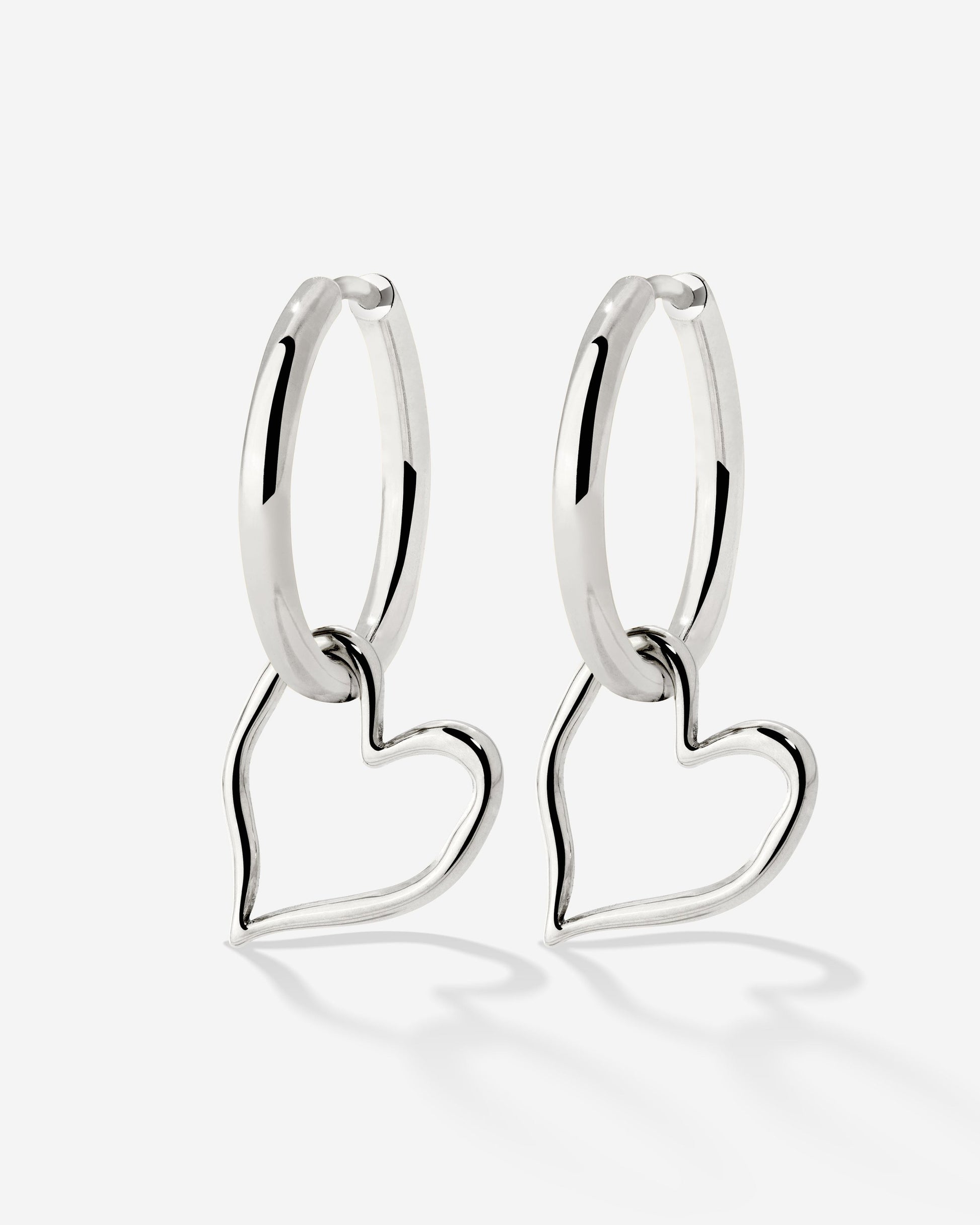 Melting Heart Hoop Set Medium Silver