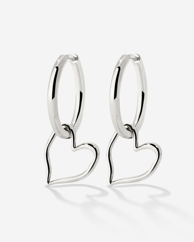 Melting Heart Hoop Set Medium Silver