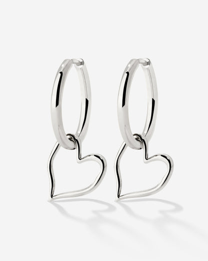 Melting Heart Hoop Set Medium Silver