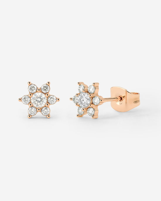 Sparkling White Petal Studs Rose Gold