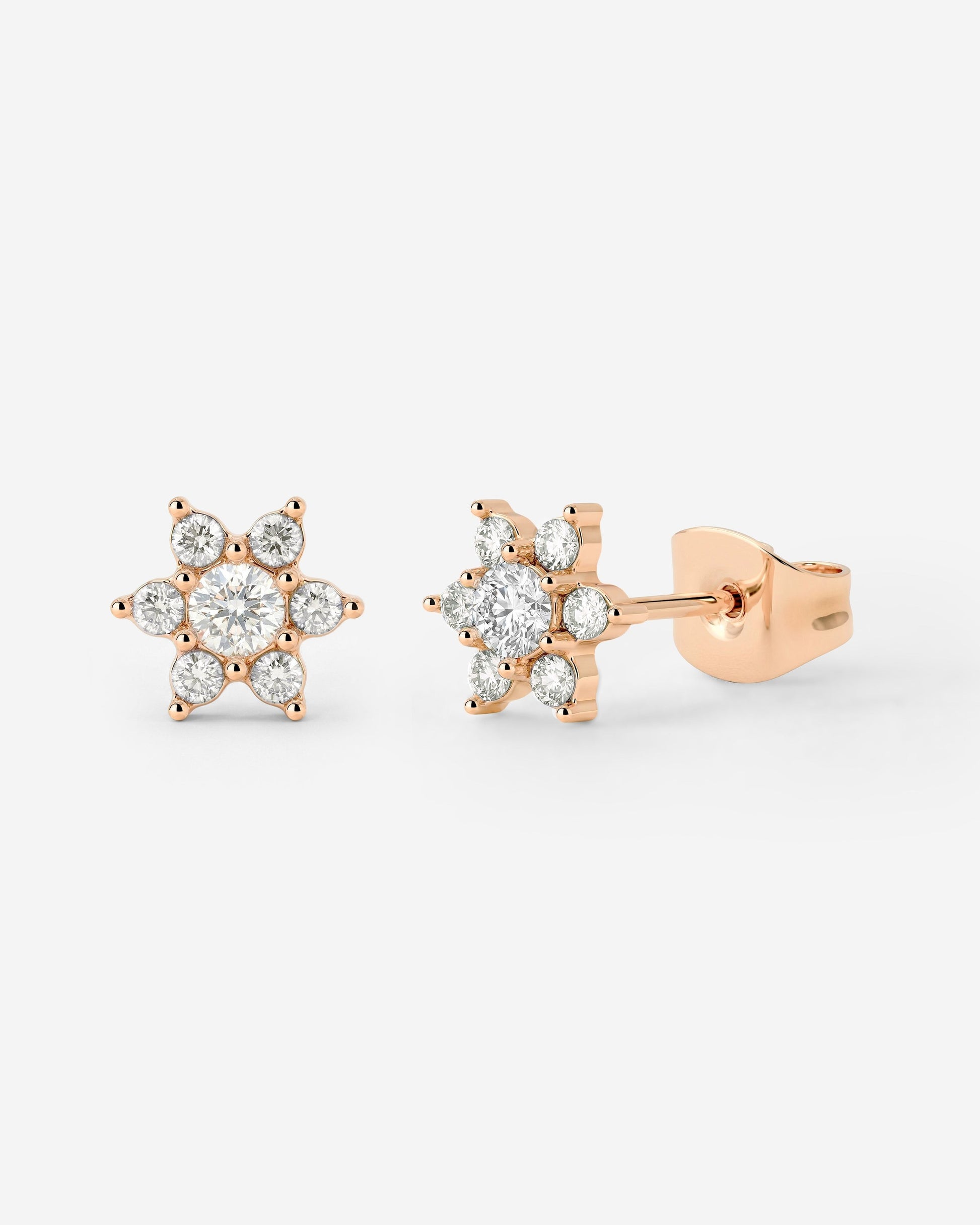 Sparkling White Petal Studs Rose Gold