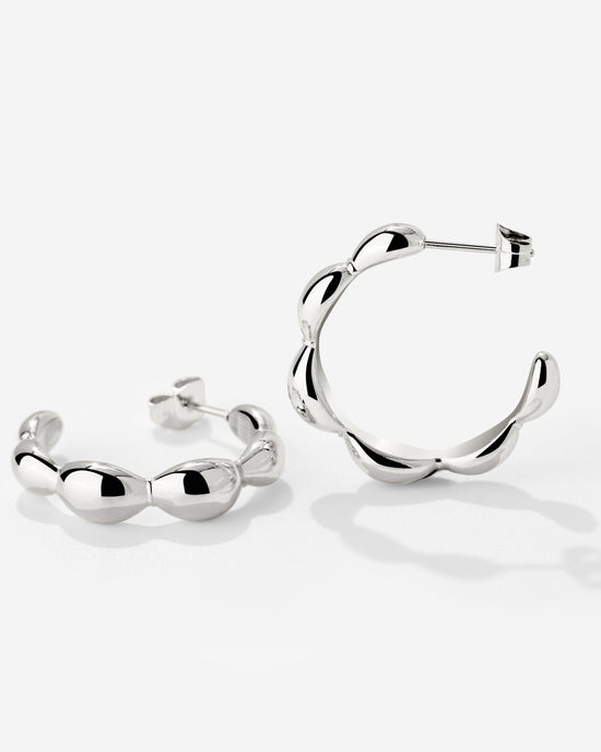 Graceful Curves Hoop Studs Silver
