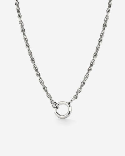 Rope Chain Charm Necklace Silver