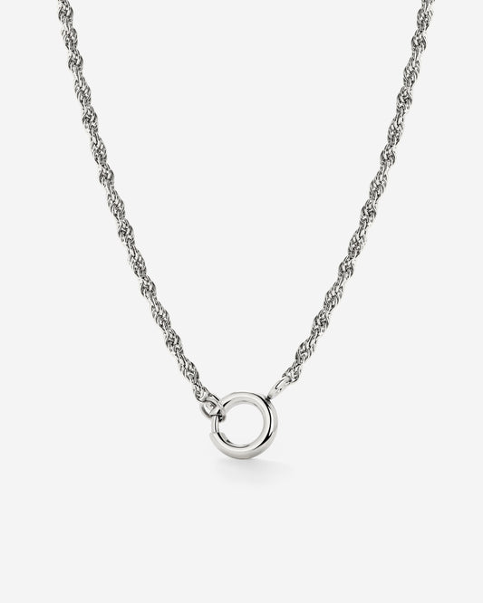 Rope Chain Charm Necklace Silver