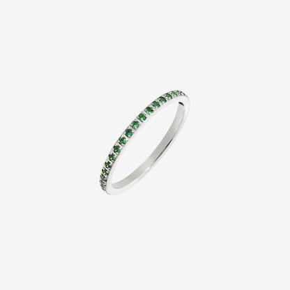 Green Sparkle Ring Silver