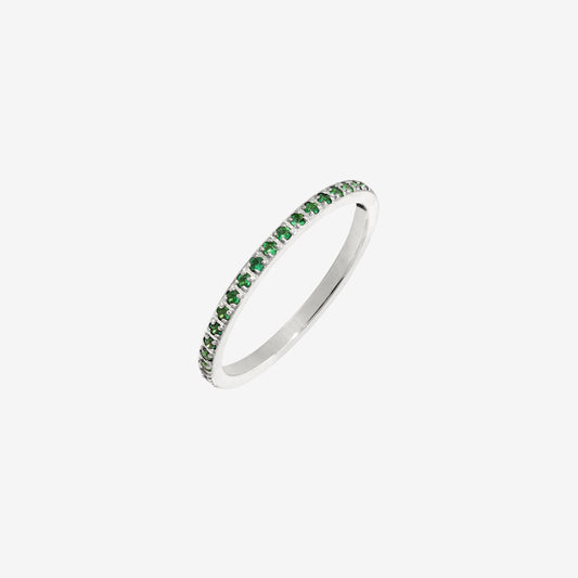 Green Sparkle Ring Silver